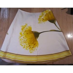 Claude Brown white yellow floral skirt size 4